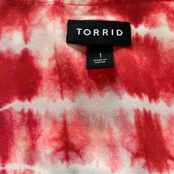 Torrid Rusty Red Tulip Sleeve Georgette Tie Dye Top 1X - Picture 12 of 12